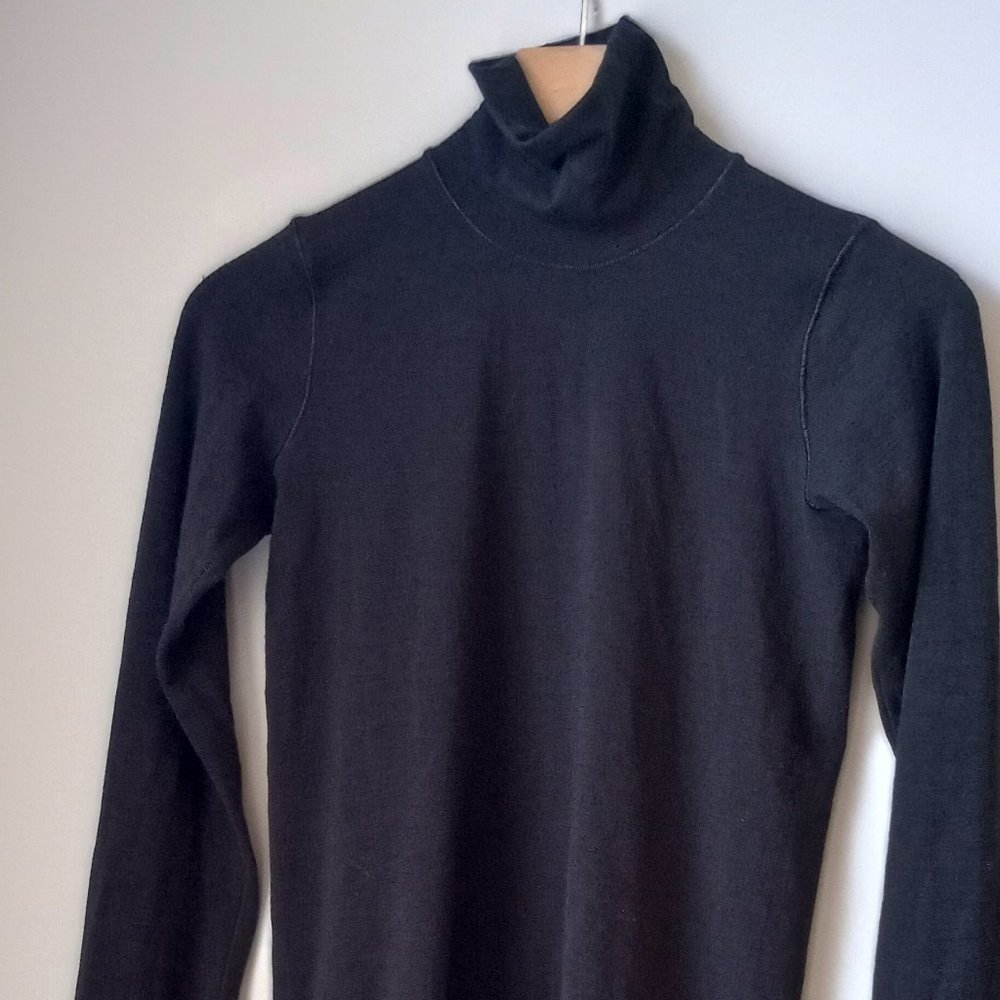 ATHLETA Foresthill Ascent Seamless Turtleneck black merino wool long sleeves XS
